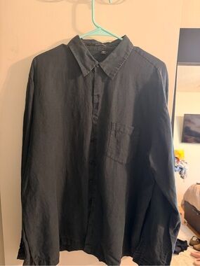 Men's blue  Casual Button-Down Shirt - Classic Long Sleeve